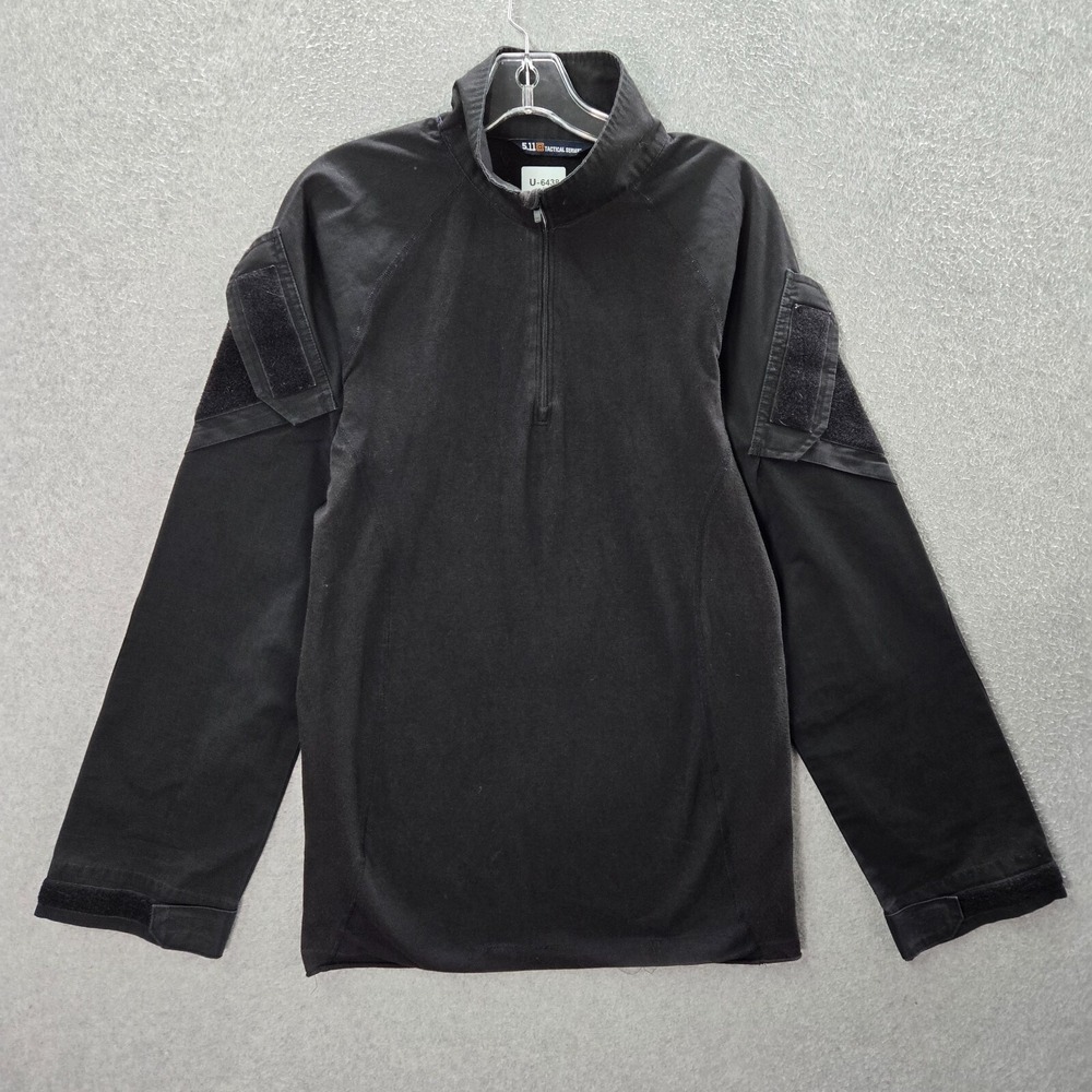 5.11 Tactical Men Sweatshirt Medium Black 1/4 Zip Loop Panel Pullover READ